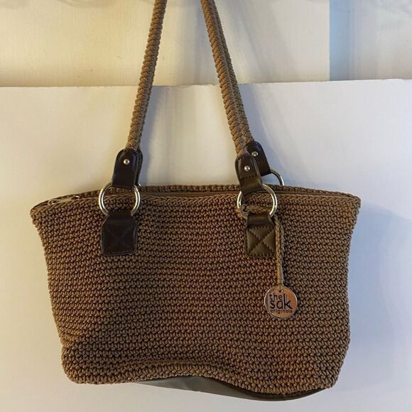 The Sak brown crochet zipper bag 13”x7” - Picture 1 of 6